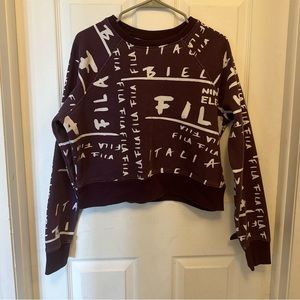 Fila purple crop pullover sweatshirt size medium